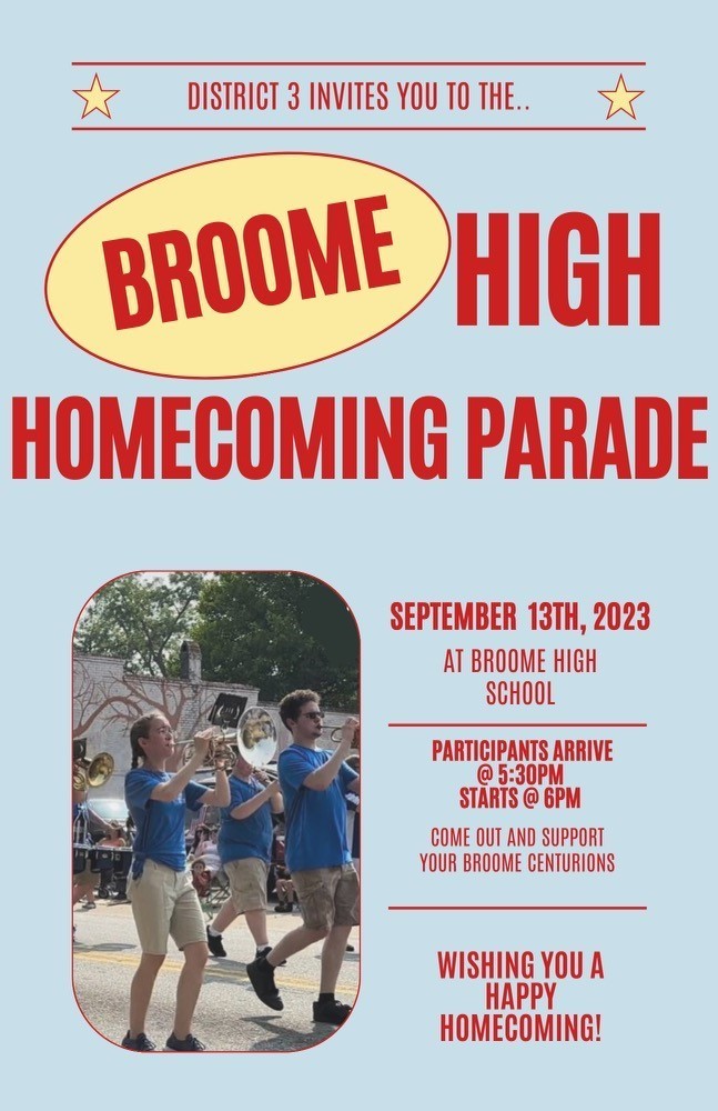 Broome High School Homecoming Parade set for Wednesday at 6 p.m.