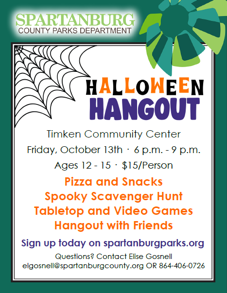 Halloween Hangout is October 13th at the Timken Community Center